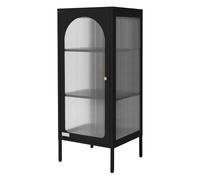ML-Design Vetrina 42x102,5x40 cm Nera - Armadietto Stretto con 3 Ripiani e 1 Anta con Chiusura Magnetica- Mobile in Acciaio Stile Industriale per Soggiorno Libreria Archivio Ufficio