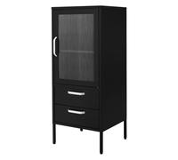 ML-Design Vetrina 42x102x40 cm Nera con 2 Ripiani 1 Anta & 2 Cassetti Armadio in Acciaio Stile Industriale per Soggiorno Libreria Archivio Ufficio