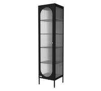 ML-Design Vetrina 42x175x40 cm Nero Vetrinetta Stretta con 5 ripiani e 1 Anta Mobile da Soggiorno in Metallo Libreria in Acciaio Stile Industriale Schedario Credenza Cassettiera