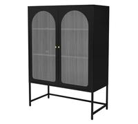 ML-Design Vetrina 85x120x40 cm Nera - Armadio con 3 Ripiani e 2 Ante con Chiusura Magnetica - Mobile in Acciaio Stile Industriale per Soggiorno Libreria Archivio Ufficio