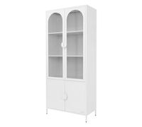 ML-Design Vetrina in Metallo Bianco 80 x 185 x 40 cm, Credenza Industriale con 4 Ante e 4 Ripiani, Armadio Portaoggetti con Piedini Regolabili in Altezza, Design Moderno per Soggiorno e Sala da Pranzo