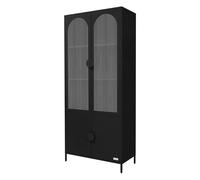 ML-Design Vetrina in Metallo Nero 80 x 185 x 40 cm, Credenza Industriale con 4 Ante e 4 Ripiani, Armadio Portaoggetti con Piedini Regolabili in Altezza, Design Moderno per Soggiorno e Sala da Pranzo