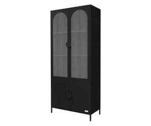 ML-Design Vetrina in Metallo Nero 80 x 185 x 40 cm, Credenza Industriale con 4 Ante e 4 Ripiani, Armadio Portaoggetti con Piedini Regolabili in Altezza, Design Moderno per Soggiorno e Sala da Pranzo