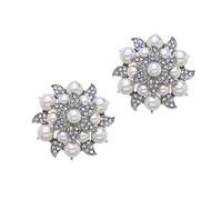 MLAVXCC 2 fermagli per scarpe alla moda con strass e perle a forma di fiore, decorazioni per scarpe da festa di nozze, approx 1.77inch diameter, Strass Perla