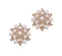 MLAVXCC 2 fermagli per scarpe alla moda con strass e perle a forma di fiore, decorazioni per scarpe da festa di nozze, approx 1.77inch diameter, Strass Perla