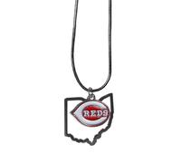 MLB Cincinnati Reds Necklace Chain with State Shape Charm, Team Colors, One Size