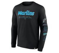 MLB Miami Marlins camicia a maniche lunghe Fundamental Biblend Strike manica ...