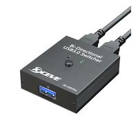 MLEEDA Switch USB 3.0 Bidirezionale 2 In 1 Out / 1 In 2 Out per 2 PC Condividi Tastiera Mouse Scanner Stampante, Escluso Cavo