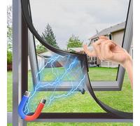 MLEJU Zanzariera Magnetica per Finestre,Fai Da Te in Fibra di Vetro, Regolabile fino a 130x150cm, Zanzariera Magnetica Finestra Facile installazione Senza Foratura né Viti -Cornice Nero,Rete Nero