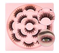 Mlen Diary Ciglia finte, 7 Pai Pure Fatte a Mano Mink Lashes Naturali Fluffy False Wispy Faux 4D Eyelashes lunga Ciglia finte Trucco occhi