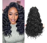 MLETUILPS Pre Looped Ocean Wave Crochet Hair 8 Pack Boho Curly Short Ocean Braids Pre Twisted Synthetic Deep Wavy for Women (1B#, 14 pollici)