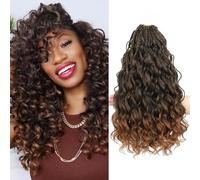 MLETUILPS Pre Looped Ocean Wave Crochet Hair 8 Pack Boho Curly Short Ocean Braids Pre Twisted Synthetic Deep Wavy Braids for Women (T30#, 14 pollici)