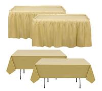MLETULIPS 4 tovaglie in plastica antimacchia, 137,2 x 274,3 cm, confezione multipla da 426,7 x 73,7 cm, usa e getta, per matrimoni, compleanni, feste di Pasqua (dorato)