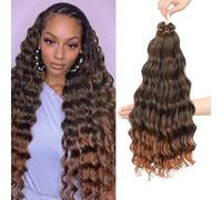 MLETULIPS Curly Crochet Braiding Hair Extensions Deep Wave Braiding Hair Ocean Wave Crochet Hair sintetici Bohemian Curly Water Wave Crochet Braids da donna (T30#, 20 inch/3 pack)