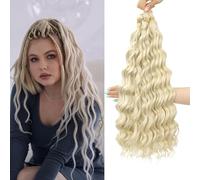 MLETULIPS Curly Crochet Braiding Hair Extensions Deep Wave Braiding Hair Ocean Wave Crochet Hair Soft Synthetic Bohemian Curly Water Wave Crochet Braids for Women (613#, 20 inch/3 pack)