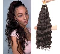 MLETULIPS Curly Crochet Braiding Hair Extensions Deep Wave Braiding Hair Ocean Wave Crochet Hair Soft Synthetic Bohemian Curly Water Wave Crochet Braids for Women (4#,20 inch/3 pack)