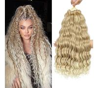 MLETULIPS Curly Crochet Braiding Hair Extensions Deep Wave Braiding Hair Ocean Wave Crochet Hair Soft Synthetic Bohemian Curly Water Wave Crochet Braids for Women (T27/613#, 20 inch/6 pack)