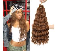 MLETULIPS Curly Crochet Braiding Hair Extensions Deep Wave Braiding Hair Ocean Wave Crochet Hair Soft Synthetic Bohemian Curly Water Wave Crochet Braids da donna (30#, 50,8 cm/3 pezzi)