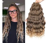 MLETULIPS Curly Crochet Braiding Hair Extensions Deep Wave Braiding Hair Ocean Wave Crochet Hair Soft Synthetic Bohemian Curly Water Wave Crochet Braids for Women (T4/27#, 20 inch/6 pack)