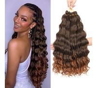 MLETULIPS Curly Crochet Braiding Hair Extensions Deep Wave Braiding Hair Ocean Wave Crochet Hair Soft Synthetic Bohemian Curly Water Wave Crochet Braids for Women (T30#, 20 inch/6 pack)