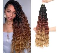 MLETULIPS Curly Crochet Braiding Hair Extensions Deep Wave Braiding Hair Ocean Wave Crochet Hair Soft Synthetic Bohemian Curly Water Wave Crochet Braids for Women (1B/30/27#, 50,8 cm/3 pezzi)