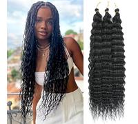 MLETULIPS Deep Twist cheveux Hair Extensions Ocean Wave Braiding Crochet Hair Soft Synthetic Curly Bohemian Braiding Crochet Hair for Black Women (22 inch (pack of 3）, 1B)