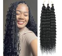 MLETULIPS Deep Twist cheveux Hair Extensions Ocean Wave Braiding Crochet Hair Soft Synthetic Curly Bohemian Braiding Crochet Hair for Black Women (18 inch (pack of 3）, 1B)
