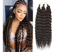 MLETULIPS Ocean Wave Crochet Hair Estensioni a Velluto Synthetico Curvati per Donne Nere (4#, 22 pollici (pacchetto di 3))
