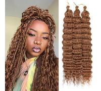 MLETULIPS Ocean Wave Crochet Hair Extensions Deep Wave Braiding Crochet Hair Soft Synthetic Curly Braiding Crochet Hair for Black Women (18 inch (pack of 3）, 30#)
