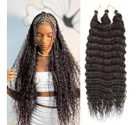 MLETULIPS Ocean Wave Crochet Hair Extensions Deep Wave Braiding Crochet Hair Soft Synthetic Curly Braiding Crochet Hair for Black Women (4#, 18 inch (pack of 3）)