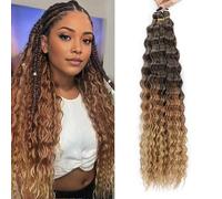MLETULIPS Ocean Wave Crochet Hair Extensions Deep Wave Braiding Crochet Hair Soft Synthetic Curly Braiding Crochet Hair for Black Women (18 inch (pack of 3）, 1B/30/27#)