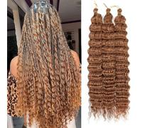 MLETULIPS Ocean Wave Crochet Hair Extensions Deep Wave Braiding Crochet Hair Soft Synthetic Curly Braiding Crochet Hair for Black Women (22 inch (pack of 3）, 30#)