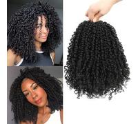 MLETULIPS Yanky Twist Crochet Hair Pre-Twisted Bohemian Passione Twist Hair Curly Crochet Braids Mini Spring Twist Braiding Hair Extensions for Women (1B, 12 inch (pack of 8))