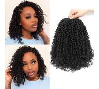MLETULIPS Yanky Twist Crochet Hair Pre-twisted Fluffy Spring Mini Twist Short Passion Twist Crochet Hair Senegalese Twist Curly Pre-Looped Crochet Braiding Hair Braiding Hair (1B, 8 inch (confezione