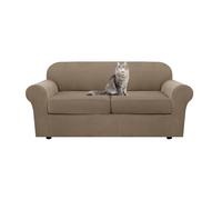 MLHDZ Elegante copridivano elasticizzato color caffè con cuscini e schienali, protezione perfetta per sedili da 2 litri e 2 schienali