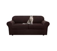 MLHDZ Elegante copridivano elasticizzato color caffè con cuscini e schienali, protezione perfetta per sedili da 2 litri e 2 schienali