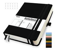 Mlife A5 Quaderno Puntinato,Taccuino con 360 Pagine E 100g/M² Carta Resistente All'Inchiostro, Quaderni Con Tasca Pieghevole Per Ufficio Scuola Casa Scrittura E Note(Nero)