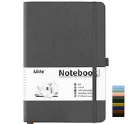 Mlife A5 Taccuino Foderato, Taccuino con 200 Pagine, Carta Spessa 100g/m² Resistente all'inchiostro, Quaderni con Copertina Rigida in PU, Tasca Interna, Banda Elastica, Journal & Diary (Grigio)
