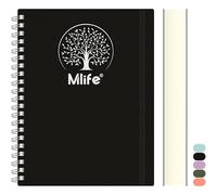 Mlife Notebook A4 foderato, 300 pagine a spirale, copertina rigida in PVC con stampa dell'albero della vita, carta resistente all'inchiostro 100g/M², per donne, uomini, 21 * 28cm -Nero