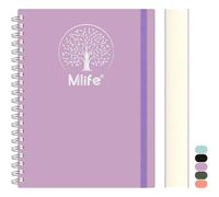 Mlife Notebook A5 foderato, 300 pagine a spirale, copertina rigida in PVC con stampa dell'albero della vita, carta resistente all'inchiostro 100g/M², per donne, uomini, 14,5 * 21cm -viola