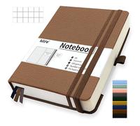 Mlife Quaderno A5 Quadretti, 360 Pagine E 100g/M² Carta Resistente All'Inchiostro, Quaderni Con Tasca Pieghevole Per Ufficio Scuola Casa Scrittura E Note(Marrone)