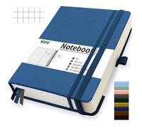 Mlife Quaderno A5 Quadretti, 360 Pagine E 100g/M² Carta Resistente All'Inchiostro, Quaderni Con Tasca Pieghevole Per Ufficio Scuola Casa Scrittura E Note(Blu)