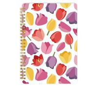 Mlife Raccoglitore Ad Anelli Notebook A5, Blocco Note A Spirale - 160 Pagine, Carta Resistente All'inchiostro Da 100 G/M², Taccuino Con Copertina Rigida E Tasche, Elastico Per Diario (Tulipani)