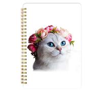Mlife Raccoglitore Ad Anelli Notebook A5, Blocco Note A Spirale - 160 Pagine, Carta Resistente All'inchiostro Da 100 G/M², Taccuino Con Copertina Rigida E Tasche, Elastico Per Diario (Gatto Calico)