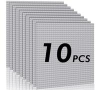 Mlikero 10 Pezzi Base Classic per Costruzioni- Classic Caseplate Grandi da 10" x 10", Casi Costruzioni Compatibili con Tutte le Principali Marche, per i Costruttori dai 3 Anni in su(Grigio)