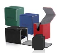 Mlikero 4 Pack Card Deck Box Di Grandi Dimensioni per 100+ Carte a Manica Singola con 4 Divisori, Scatola Porta Carte Deck Case, Premium Deckbox in Pelle per Carte Collezionabili