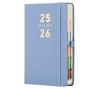 Mljtoyo Agenda 2025-2026 A5, agenda giornaliera 2025-2026 pagine al giorno, schede laterali a colori, agenda di metà anno con copertina rigida, portapenne, (Blue 07 2025-06 2026, A5)
