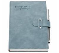 Mljtoyo Agenda 2026, giorno per pagina, formato A5, gennaio 2026 fino a dicembre 2026, una pagina al giorno, organizer con copertina rigida con penna, adesivi, blu, formato A5