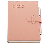 Mljtoyo Agenda 2026, un giorno per pagina, formato A5, da gennaio 2026 a dicembre 2026, una pagina per giorno, copertina rigida, con penna, adesivi, (rosa, A5)