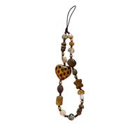 Mllepjdh 3 accessori alla moda con perline per telefono, cordino per cellulare da donna con portachiavi decorativo da viaggio a forma di cuore cordino per telefono regalo